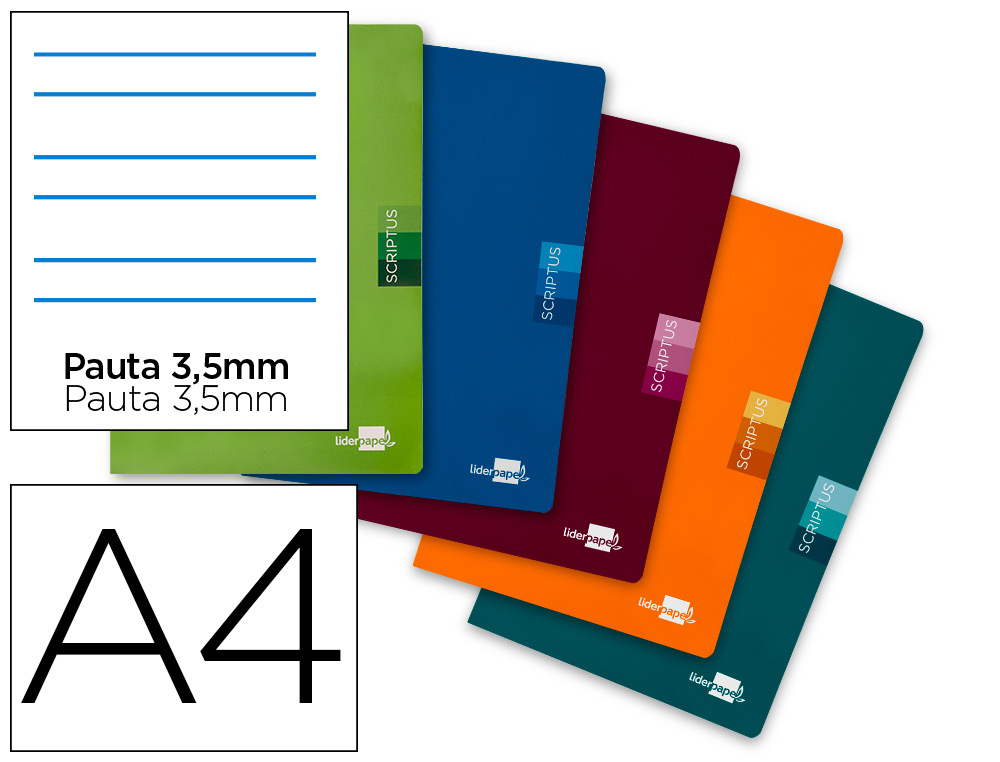LIBRETA LIDERPAPEL SCRIPTUS A4 48 HOJAS 90GR PAUTA 4 3.5MM CON MARGEN