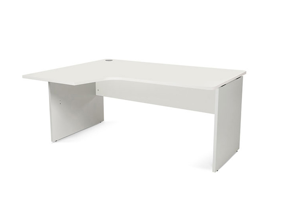 MESA ROCADA SERIE WORK 160X110X76 CM IZQUIERDA ACABADO AN04 GRIS/BLANCO