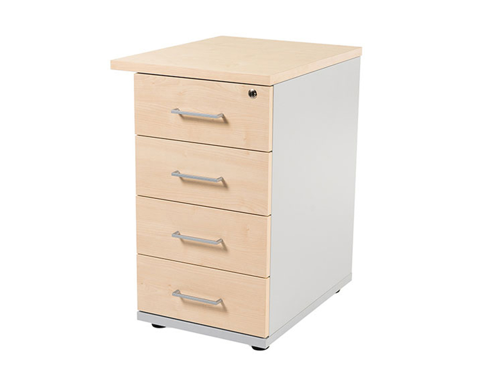 CAJONERA ROCADA CON CUATRO CAJONES SERIE STORE 60X47X74 CM ACABADO GRIS/HAYA
