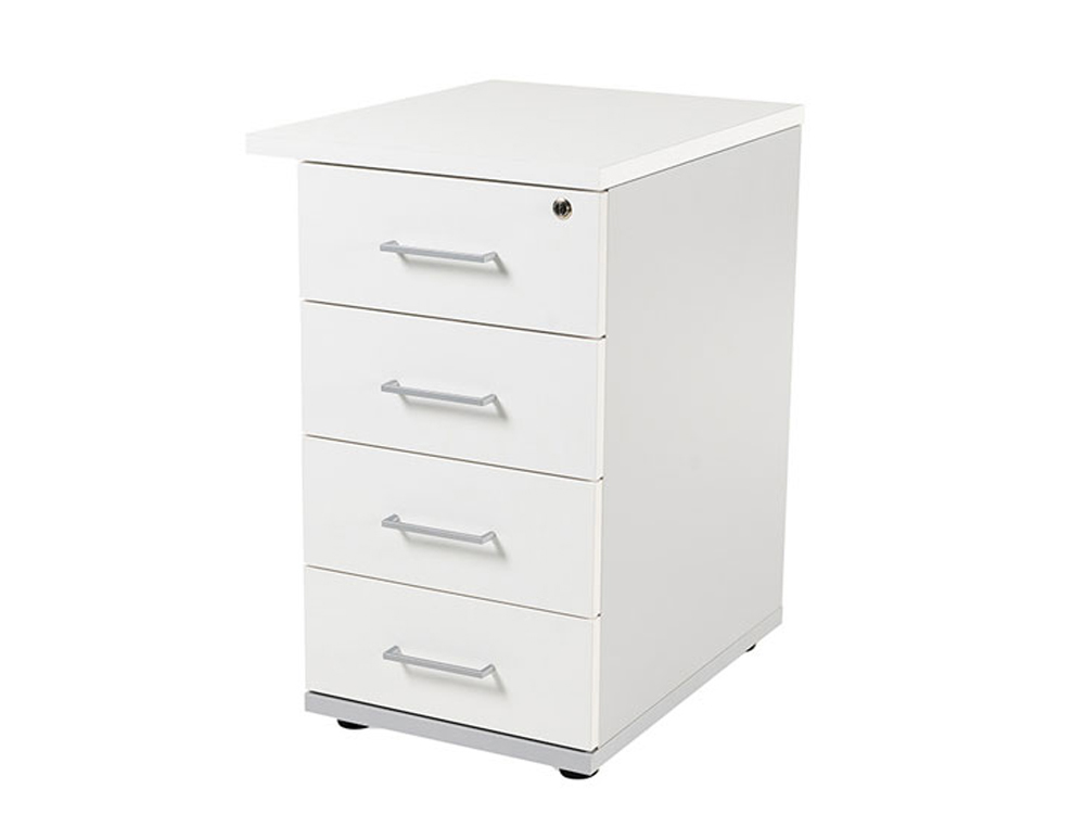 CAJONERA ROCADA CON CUATRO CAJONES SERIE STORE 60X47X74 CM ACABADO GRIS/BLANCO