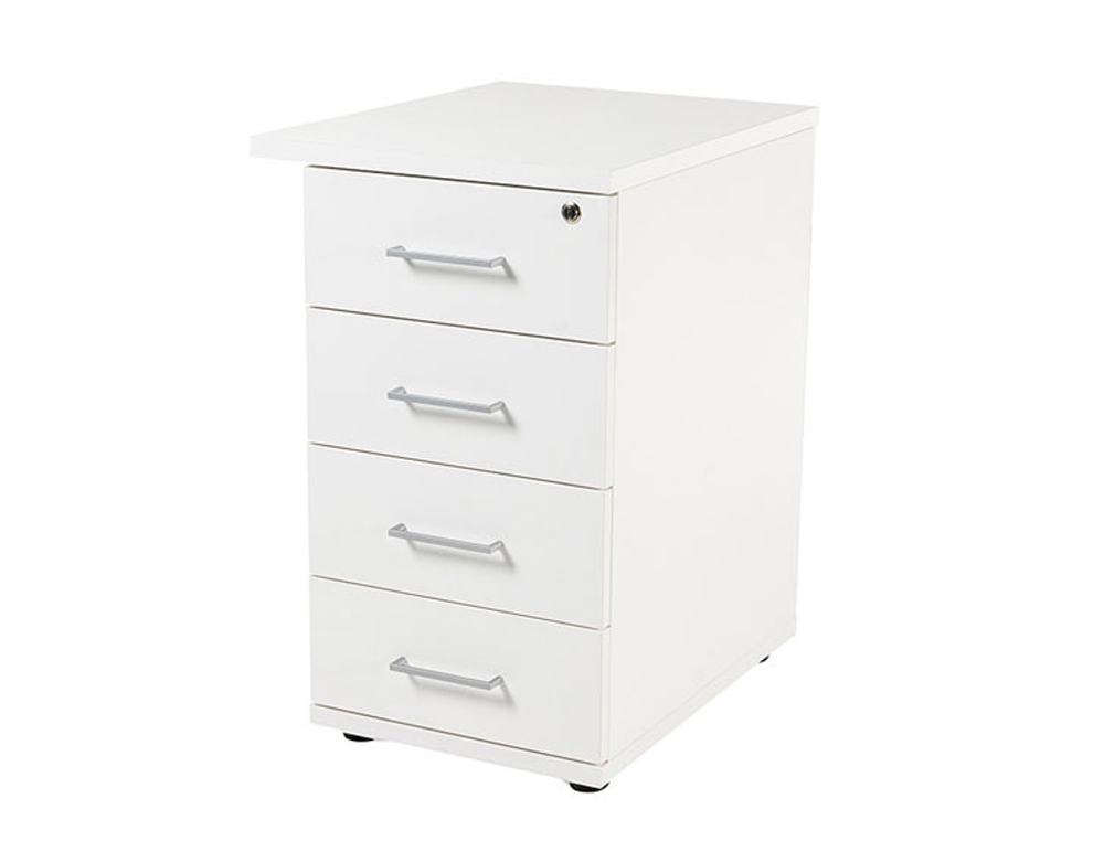 CAJONERA ROCADA CON CUATRO CAJONES SERIE STORE 60X47X74 CM ACABADO BLANCO/BLANCO