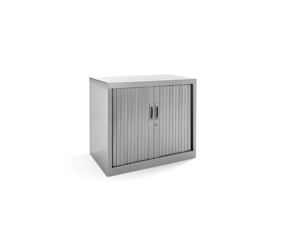 ARMARIO METALICO ROCADA DOS PUERTAS TIPO PERSIANA CON UNA BALDA SERIE STORE 70X80X45 CM ACABADO GRIS/GRIS