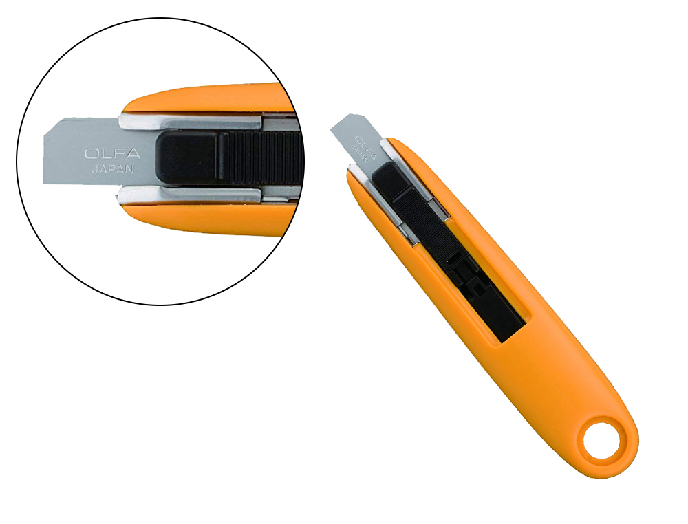 CORTADOR DE SEGURIDAD OLFA CUCHILLA ANCHA 12,5MM FORMATO COMPACTO CON CUERPO DE ACERO INOXIDABLE