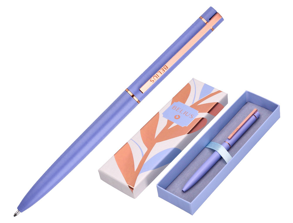 BOLIGRAFO BELIUS ROSE ALUMINIO COLOR LAVANDA/ORO ROSA TINTA AZUL CAJA DE DISEO