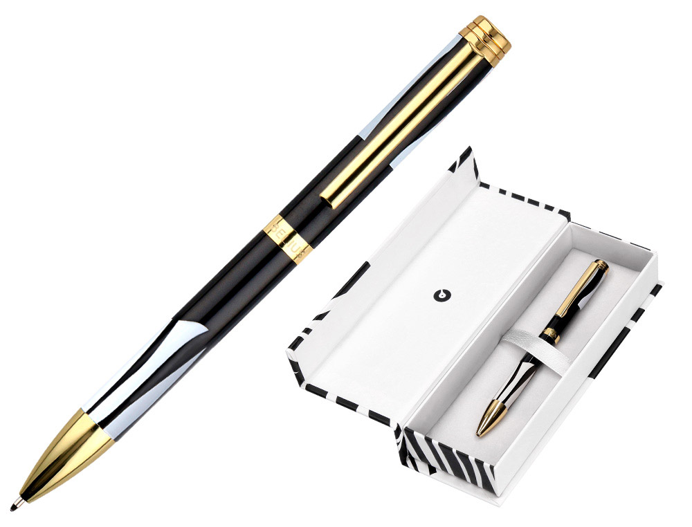 BOLIGRAFO BELIUS DUALITA CUERPO NEGRO COLOR BLANCO TINTA AZUL CAJA DE DISEO