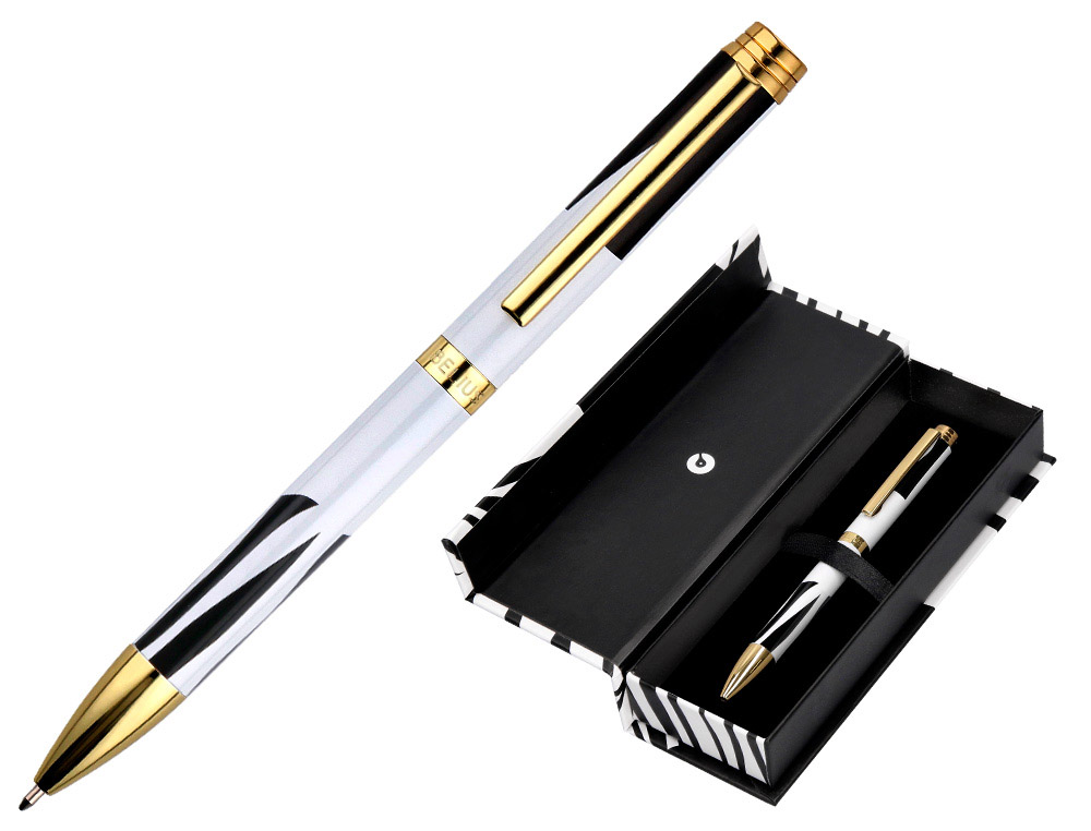 BOLIGRAFO BELIUS DUALITA CUERPO BLANCO COLOR NEGRO TINTA AZUL CAJA DE DISEO